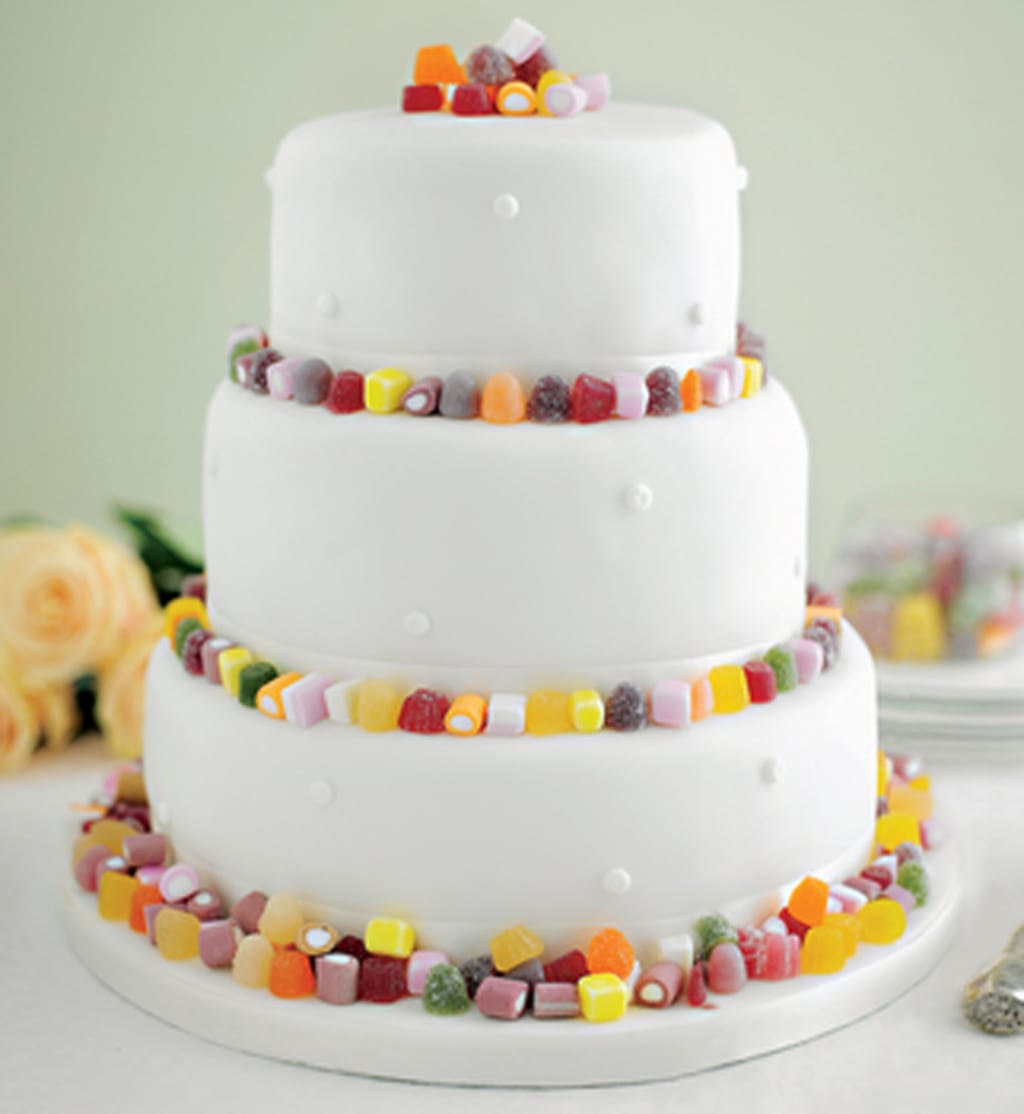 Romantic Pearl Wedding Cake with White Icing - Sponge (Serves 140) Last order date 26th March 3 of 5