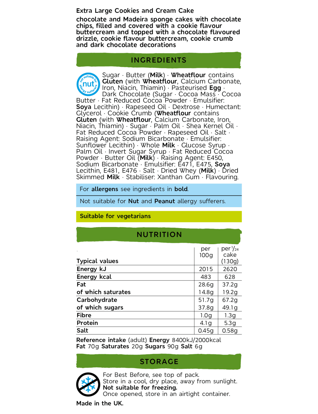 Extra Large Cookies & Cream Cake (Serves 32) 5 of 5