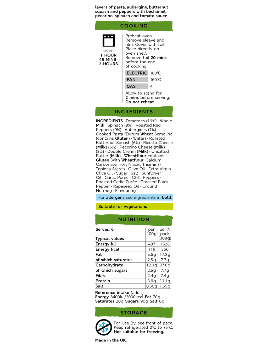 From The Deli Hand-Prepared Vegetable Lasagne (Serves 6) 4 of 4