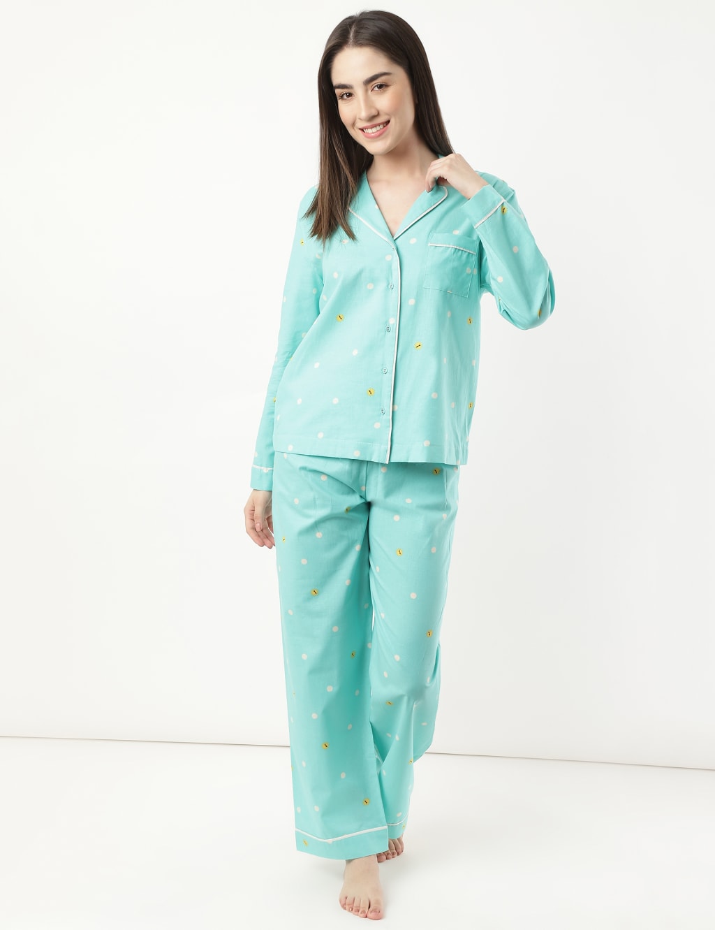 Pure Cotton Sun Print Rever Pyjama Set 1 of 6