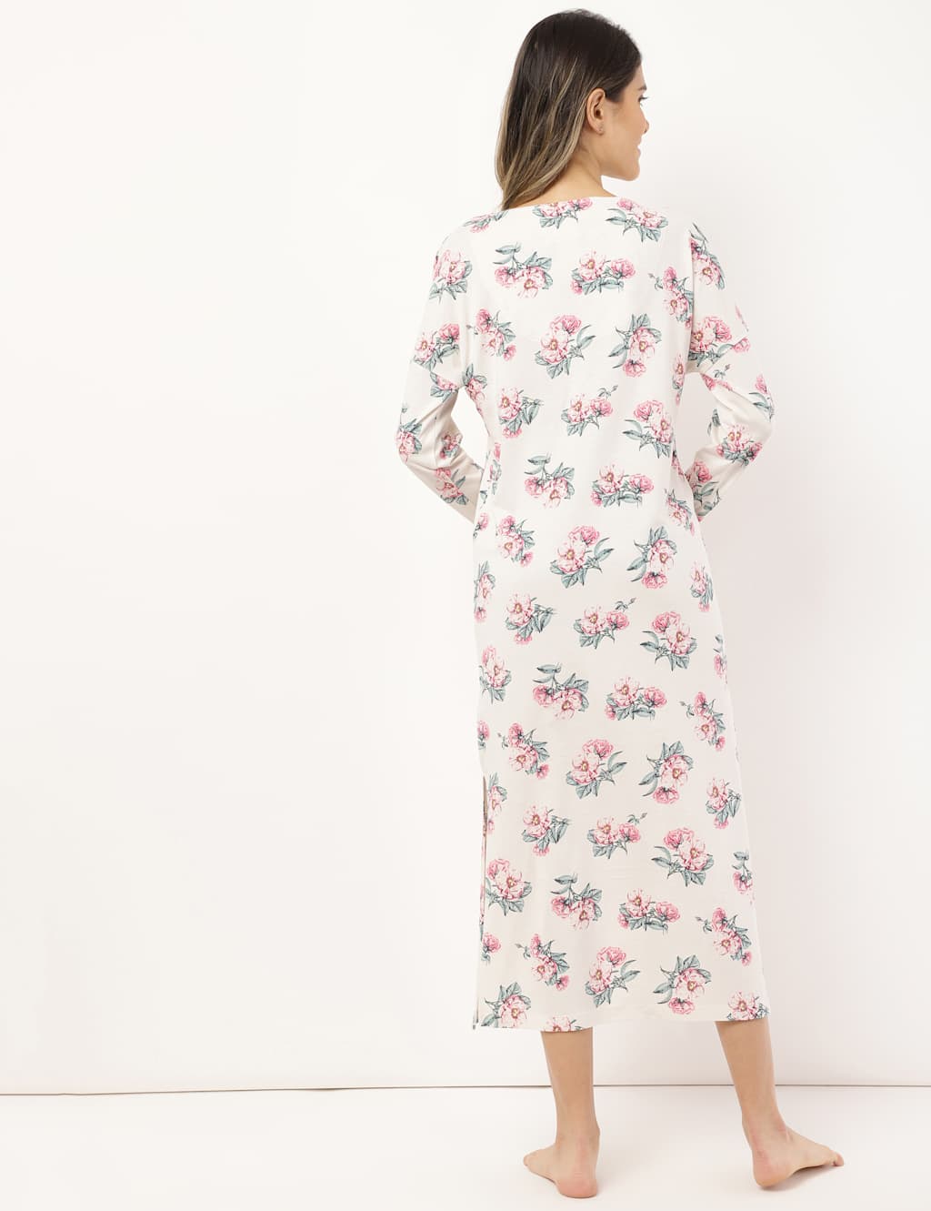 Cotton Modal Floral Long Nightdress 3 of 4