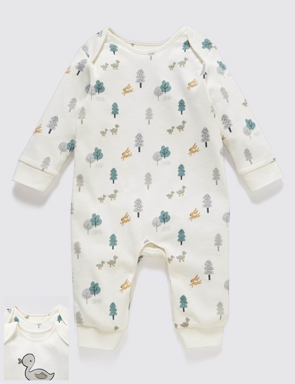 2 Pack Pure Cotton Duckling Print All-in-One 1 of 4