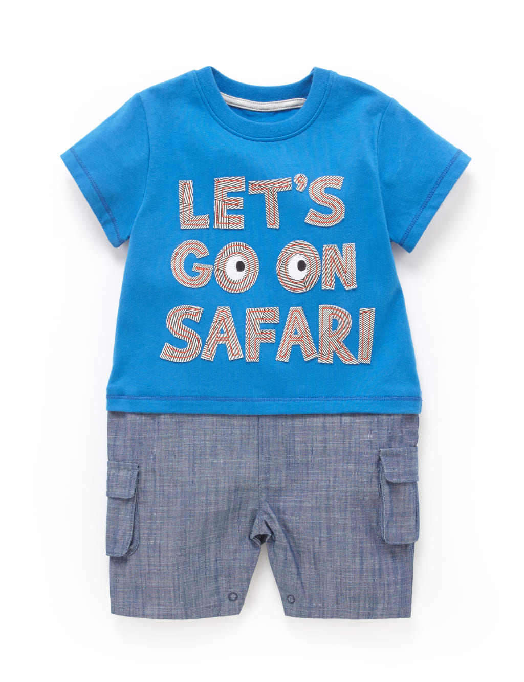 2 Piece Pure Cotton Mock T-Shirt & Shorts Outfit 1 of 3