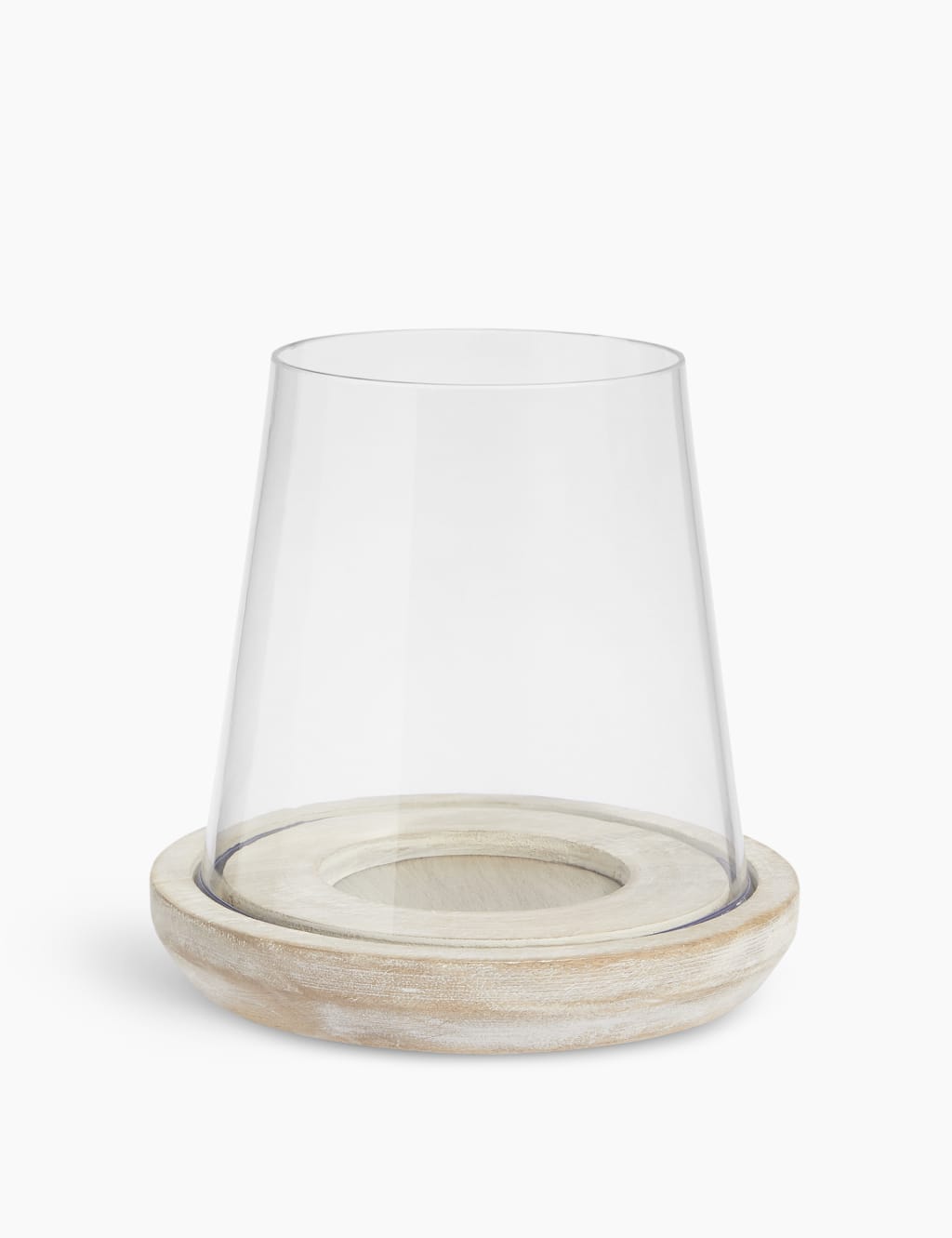 White Wash Wood Hurricane Candle Holder 1 of 4