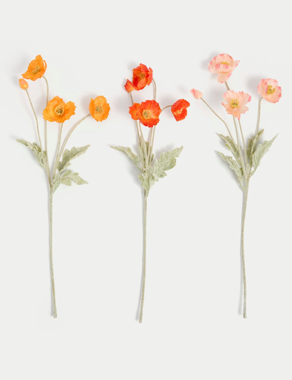 Set of 3 Artificial Poppy Stems 1 of 2