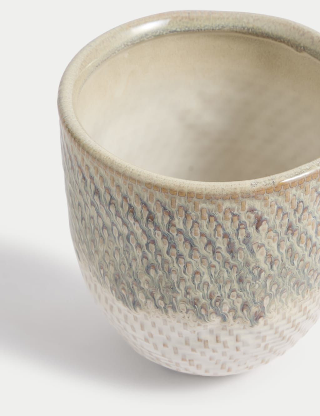 Medium Glazed Textured Ceramic Planter 3 of 3