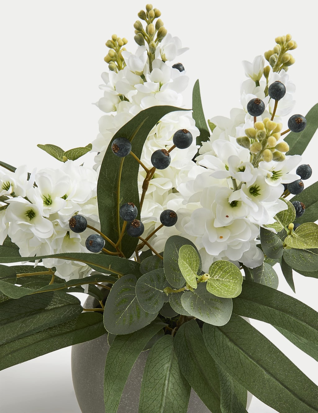 Artificial Hyacinth Arrangement in Concrete Pot 2 of 3
