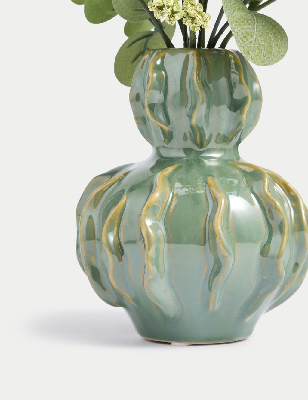 Artificial Floral Arrangement in Glazed Vase 2 of 3