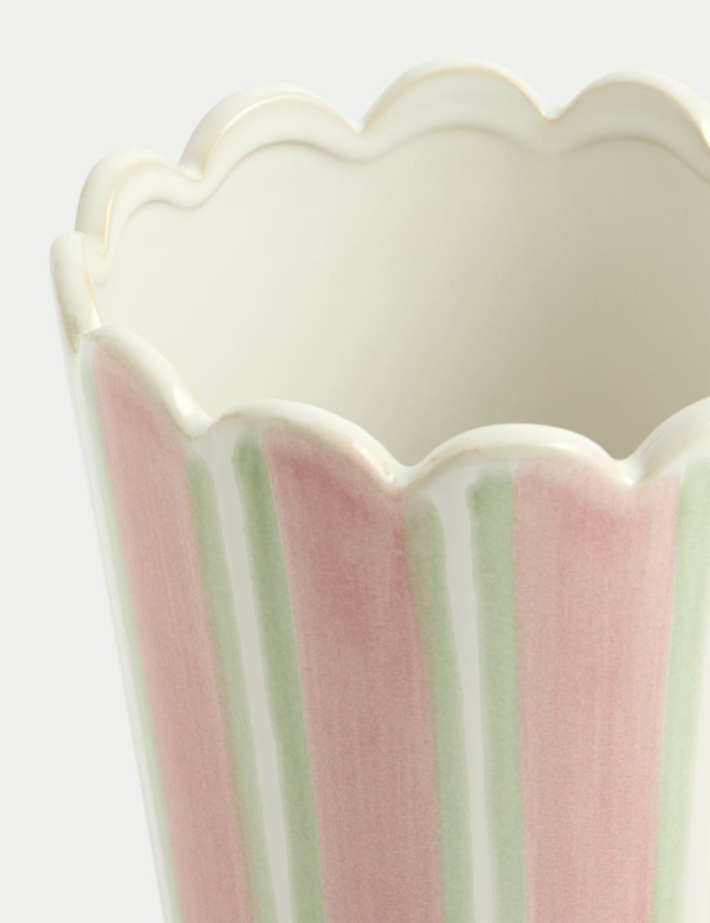 Striped Scallop Edge Ceramic Vase 3 of 4