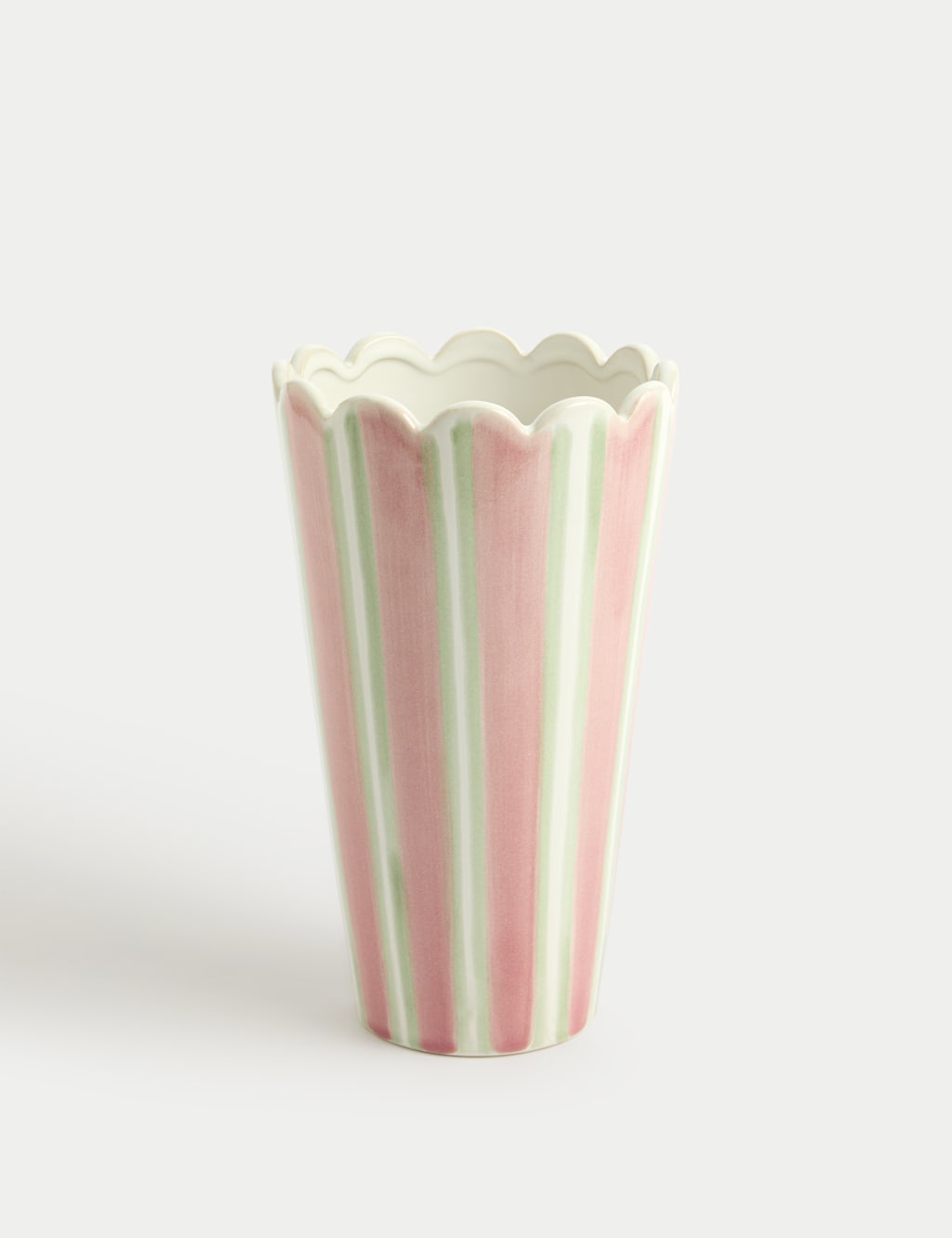 Striped Scallop Edge Ceramic Vase 2 of 4