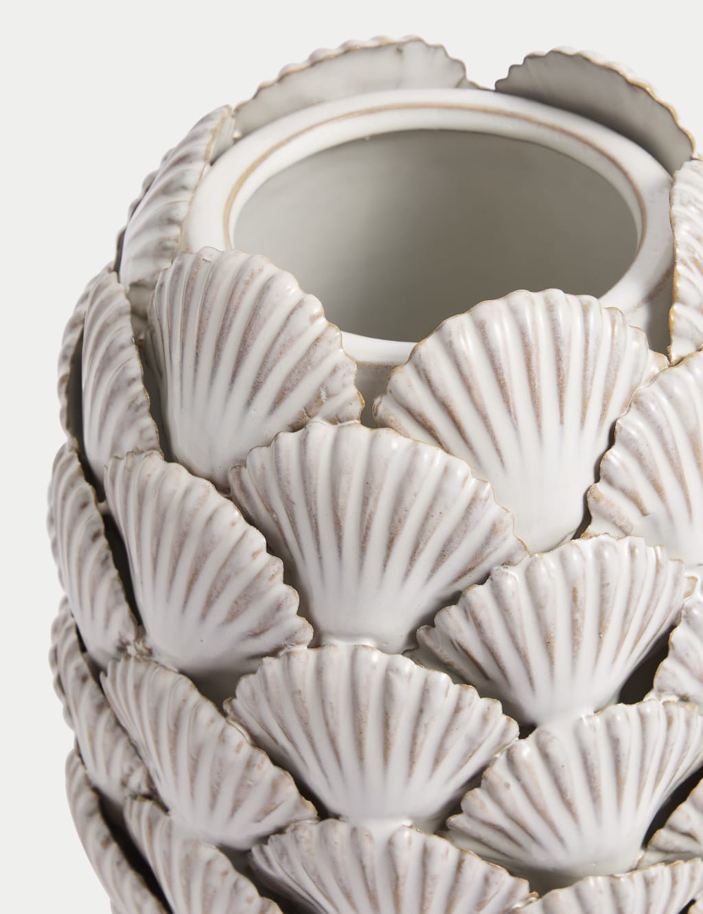 Medium Shell Textured Ceramic Vase 3 of 4