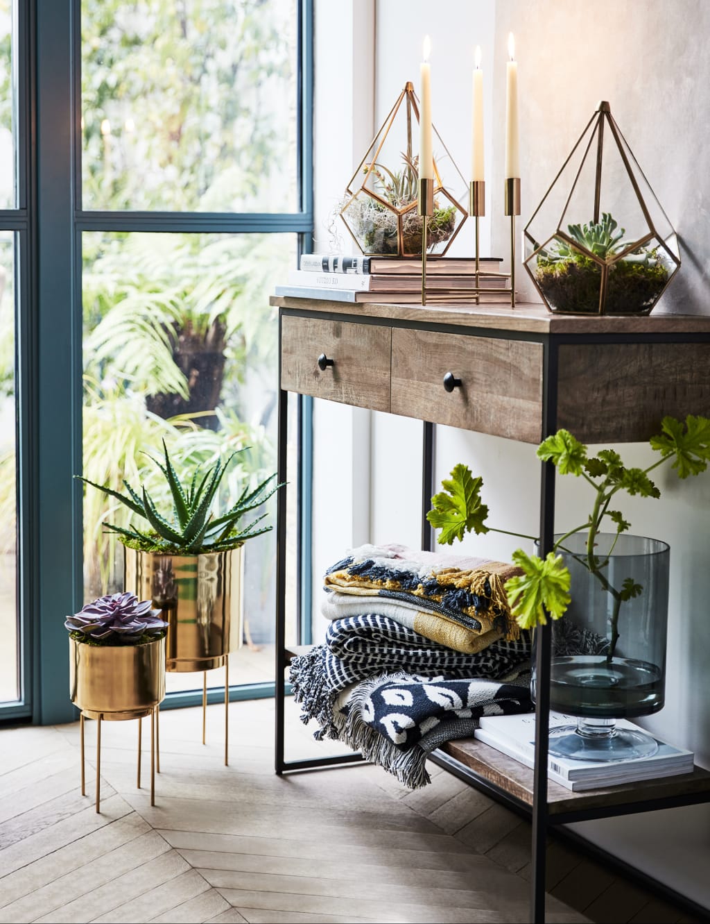 Gold Finish Metal Planter with Legs 5 of 5