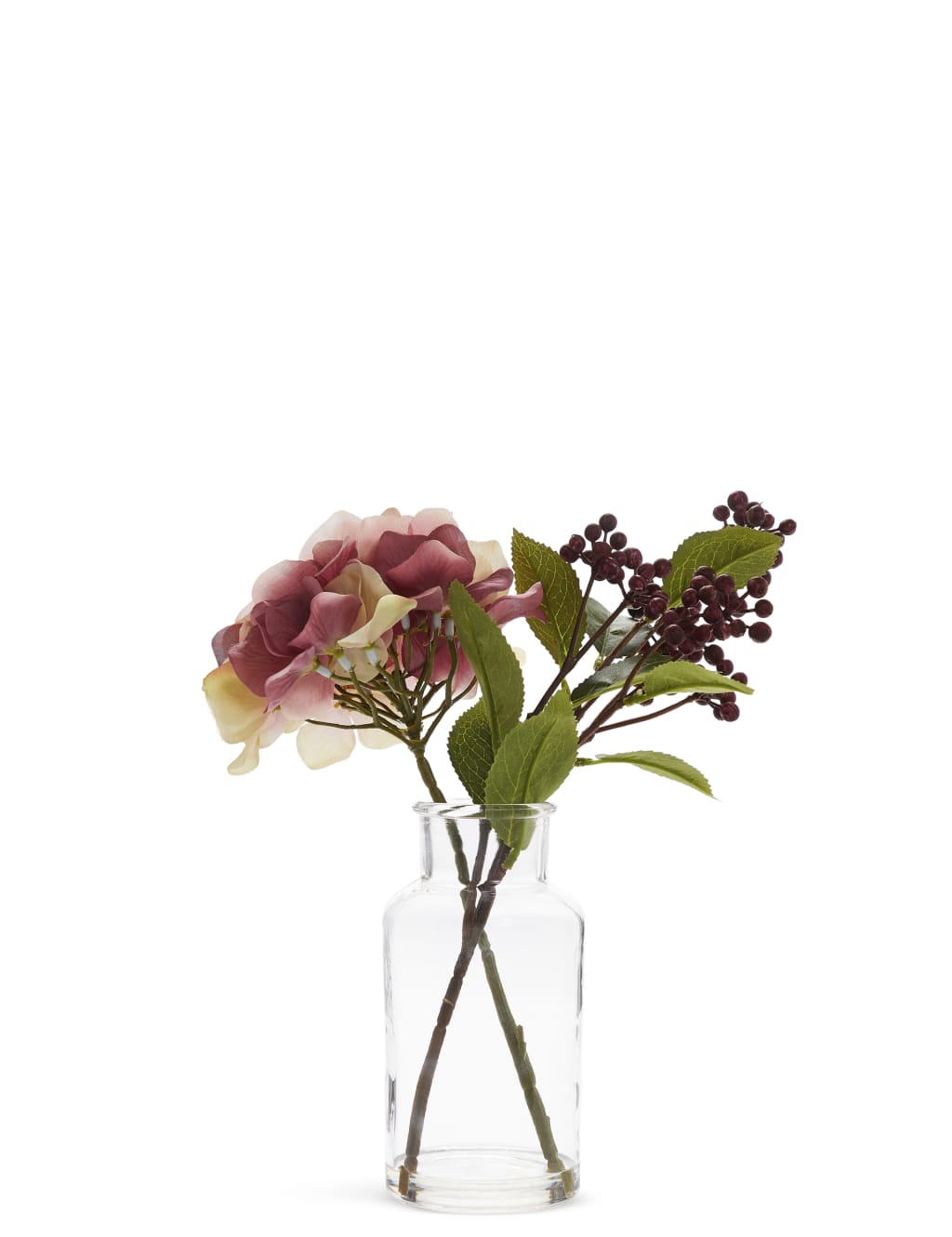 Hydrangea & Berries in Glass Bottle 2 of 3