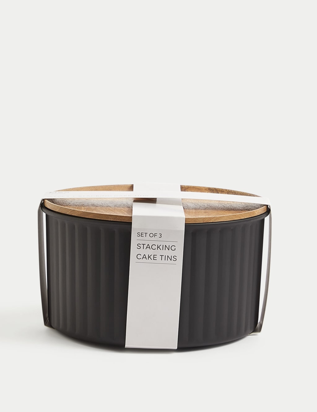 Set of 3 Ribbed Stacking Cake Tins