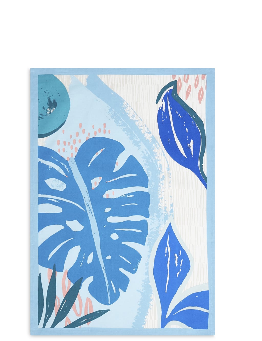 Set of 2 Blue Leaf Design Tea Towels 2 of 3