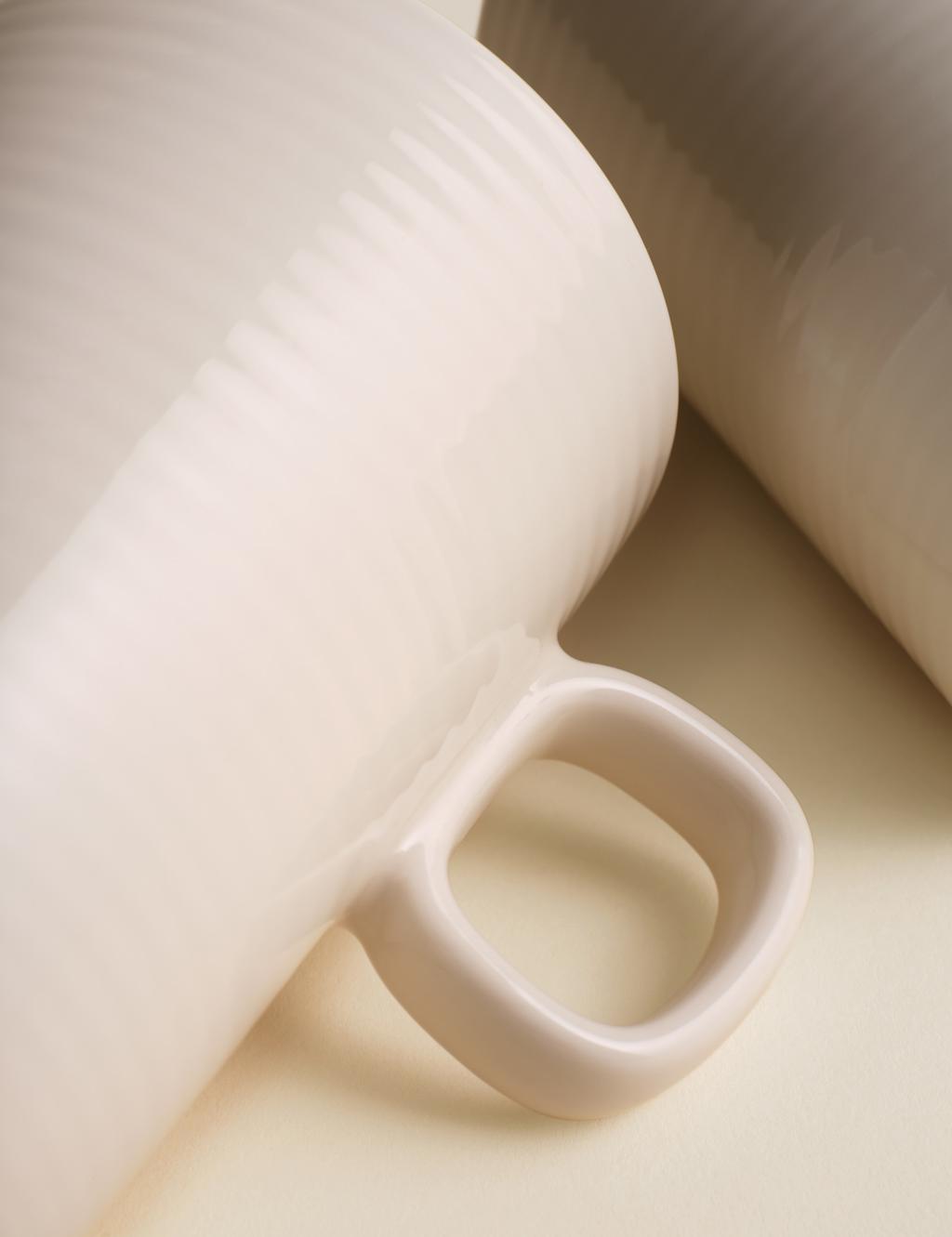 Set of 4 Ribbed Ceramic Latte Mugs 4 of 4