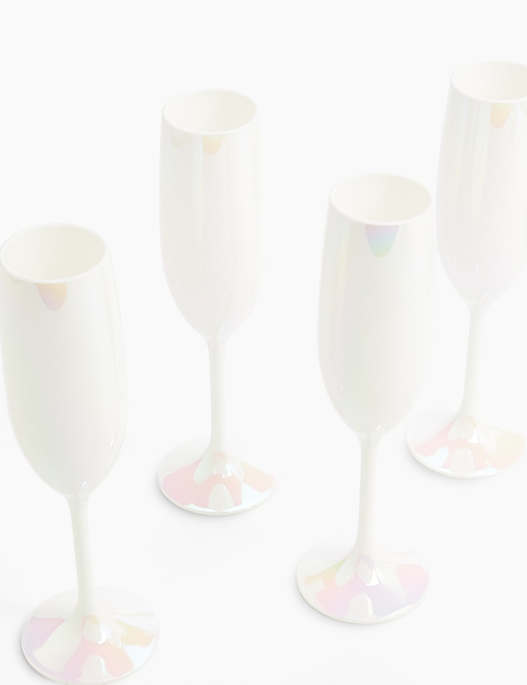 Set of 4 White Lustre Champagne Flutes 2 of 3