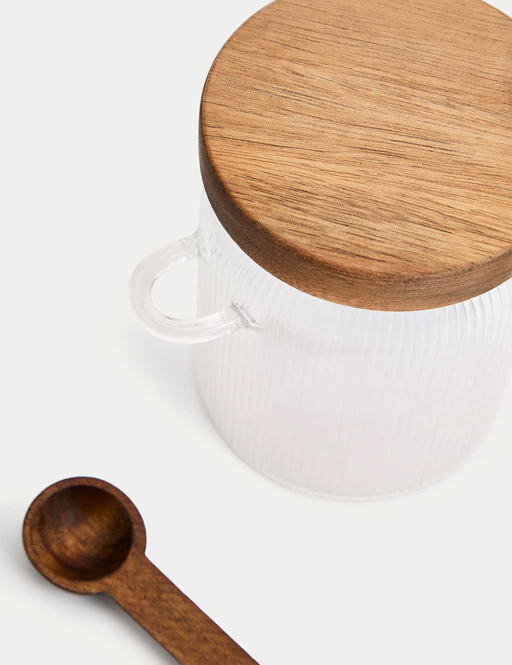 Ribbed Glass Sugar Pot 2 of 3