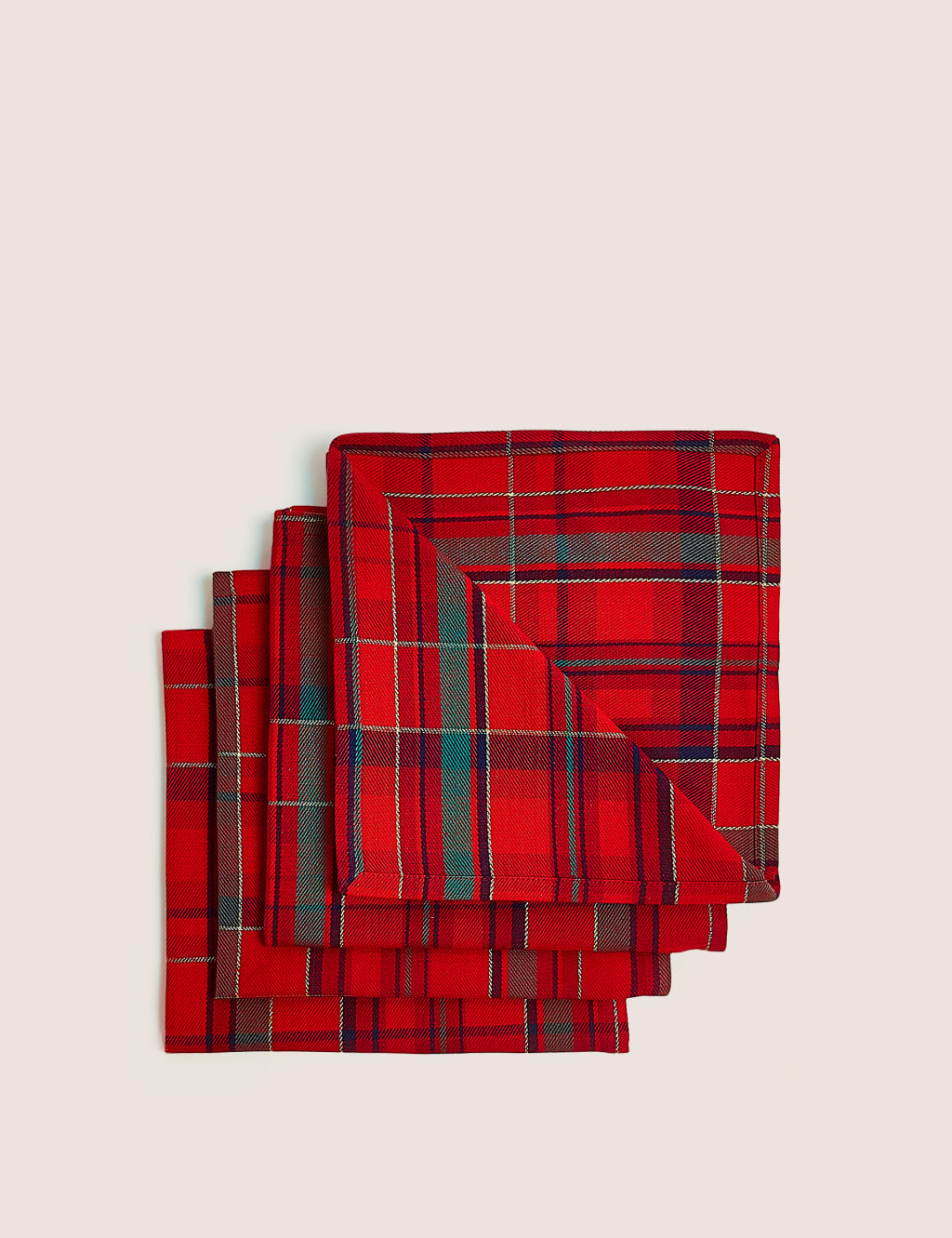 Set of 4 Cotton Mix Tartan Napkins 1 of 2