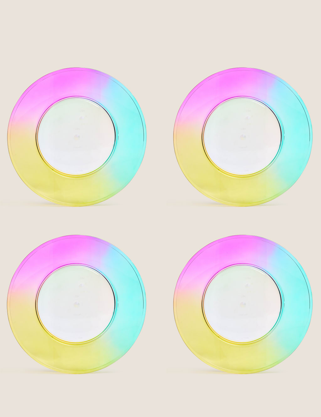 Set of 4 Rainbow Picnic Dinner Plates 2 of 3
