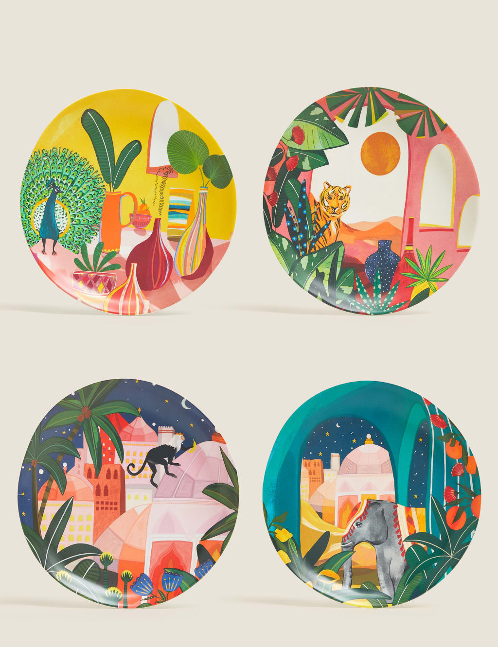 Set of 4 Tropical Jungle Picnic Side Plates 2 of 3