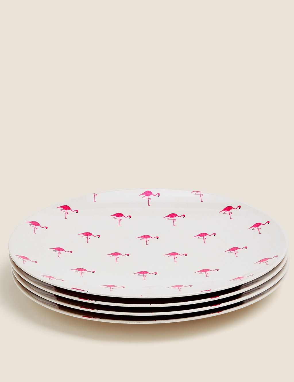 Set of 4 Flamingo Picnic Dinner Plates M S