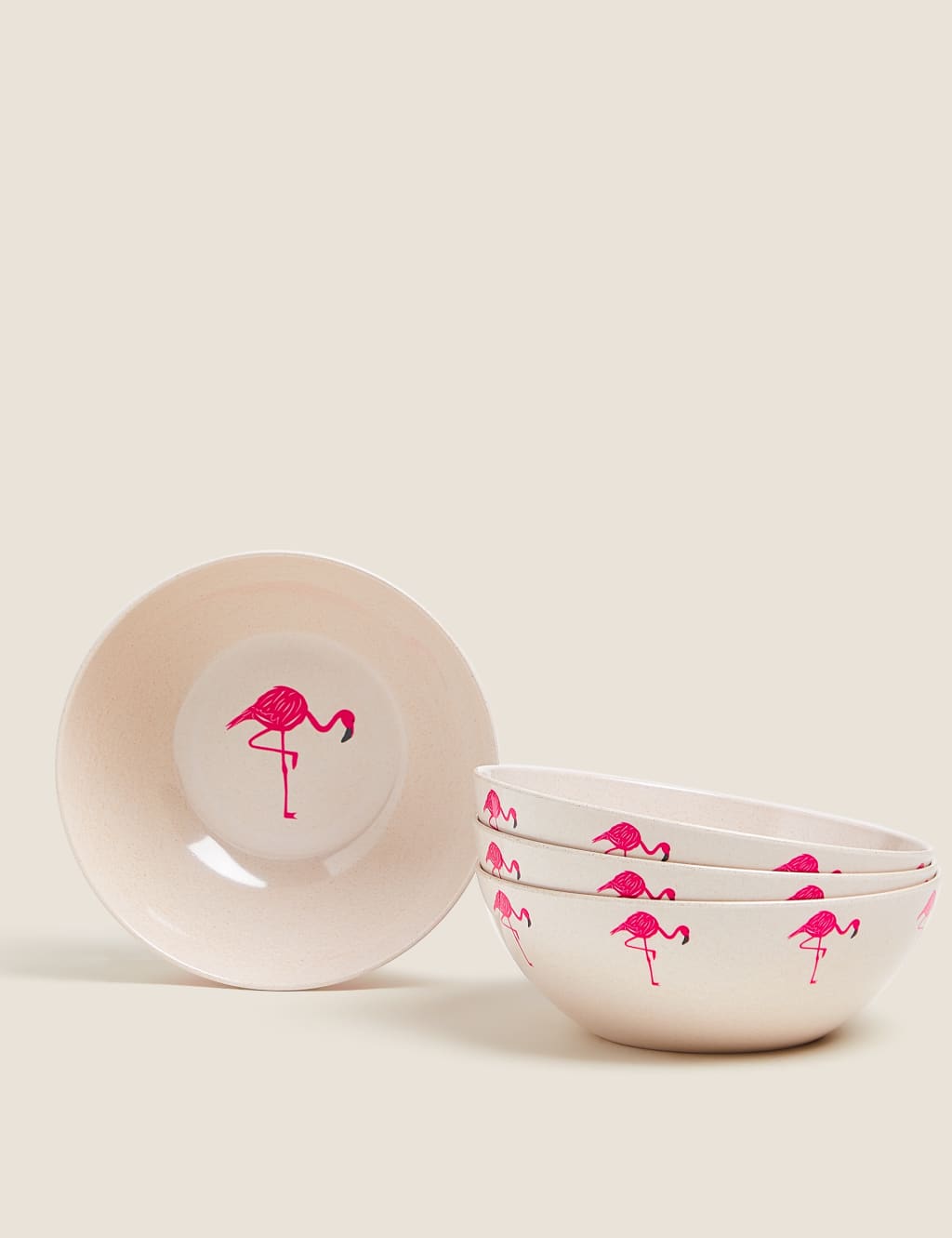 Set of 4 Flamingo Picnic Cereal Bowls 1 of 5