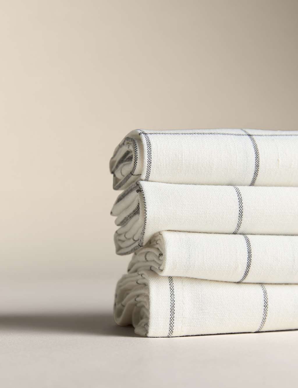 Set of 4 Cotton with Linen Linear Check Napkins 3 of 5