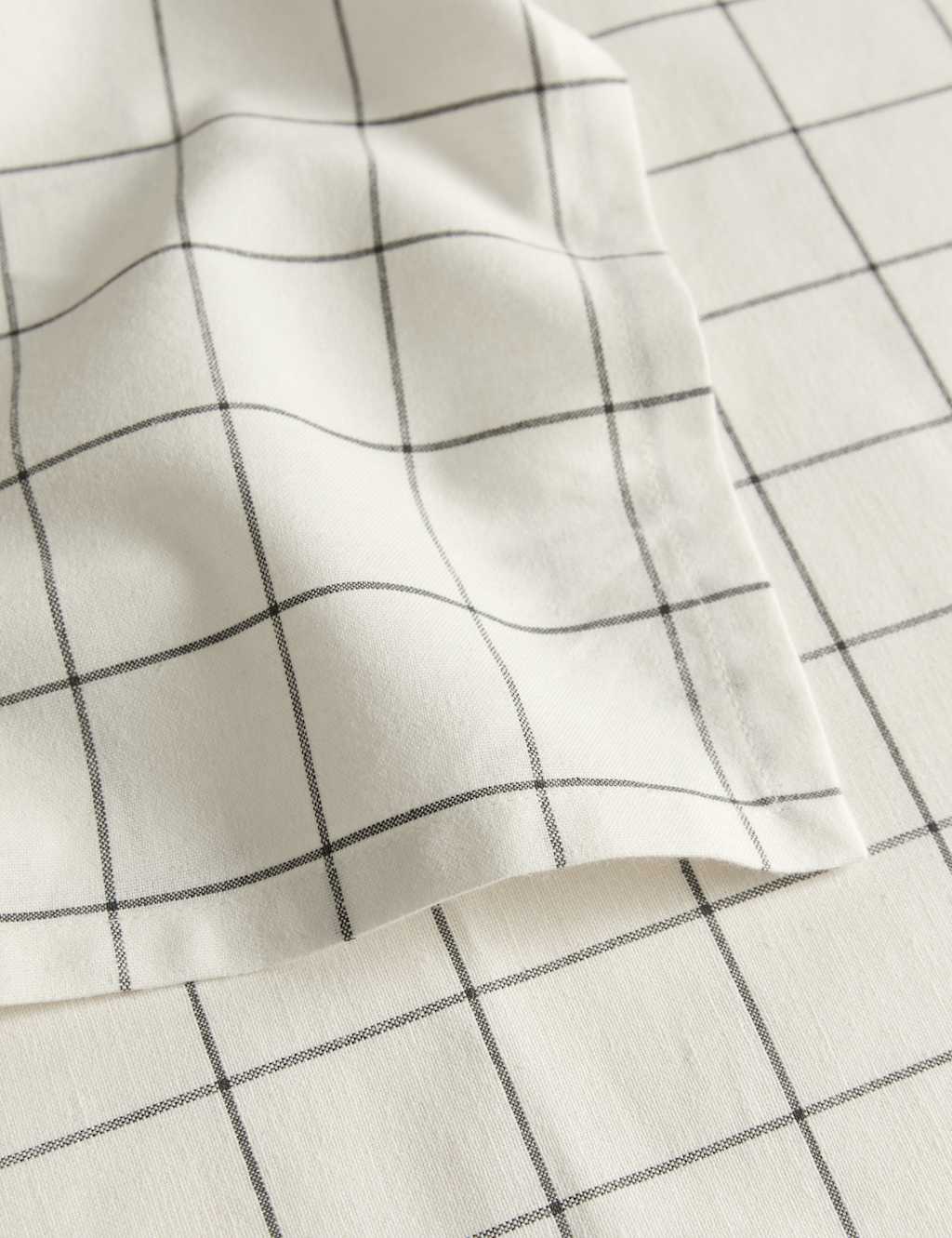 Set of 4 Cotton with Linen Linear Check Napkins 4 of 5
