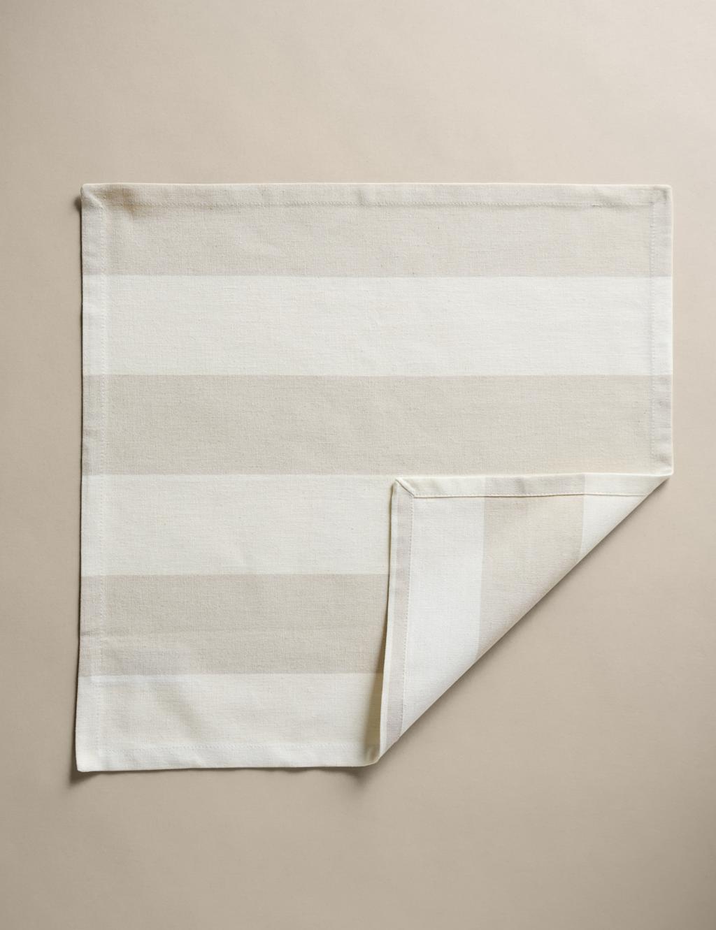Set of 4 Cotton with Linen Wide Stripe Napkins 4 of 4