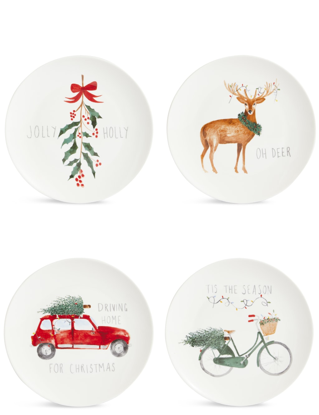 Set of 4 Christmas Slogan Side Plates 1 of 8