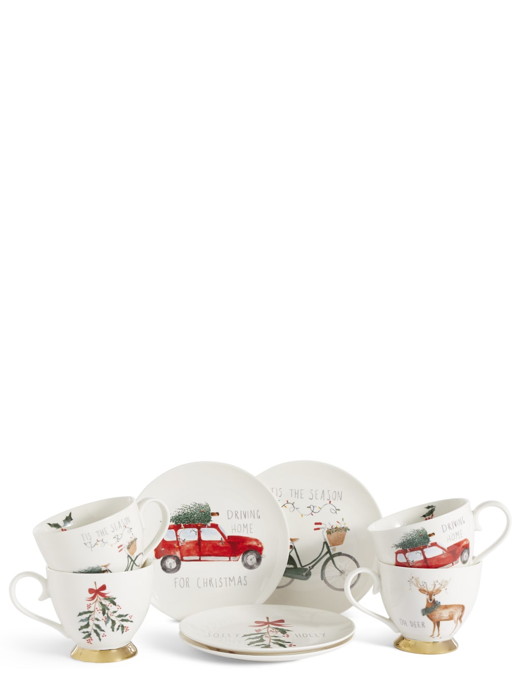 Set of 4 Christmas Slogan Side Plates M S