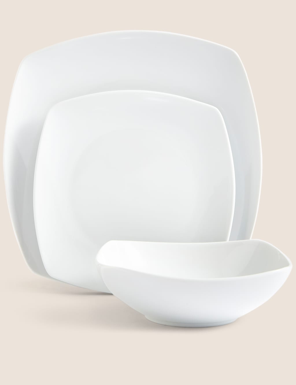 12 Piece White Square Dinner Set M S