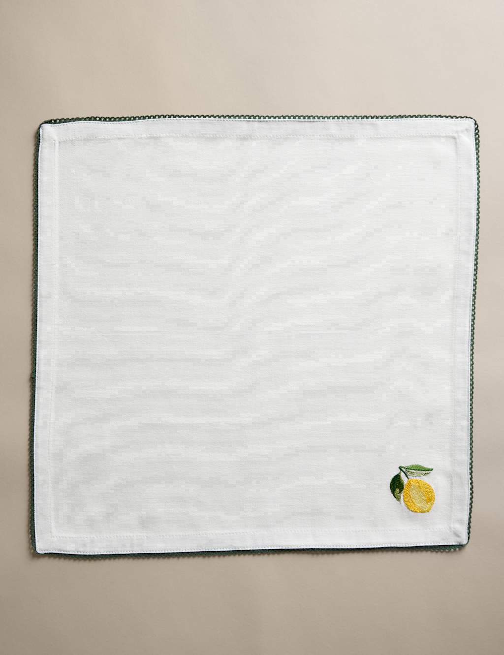 Set of 4 Pure Cotton Lemon Embroidered Napkins 2 of 4