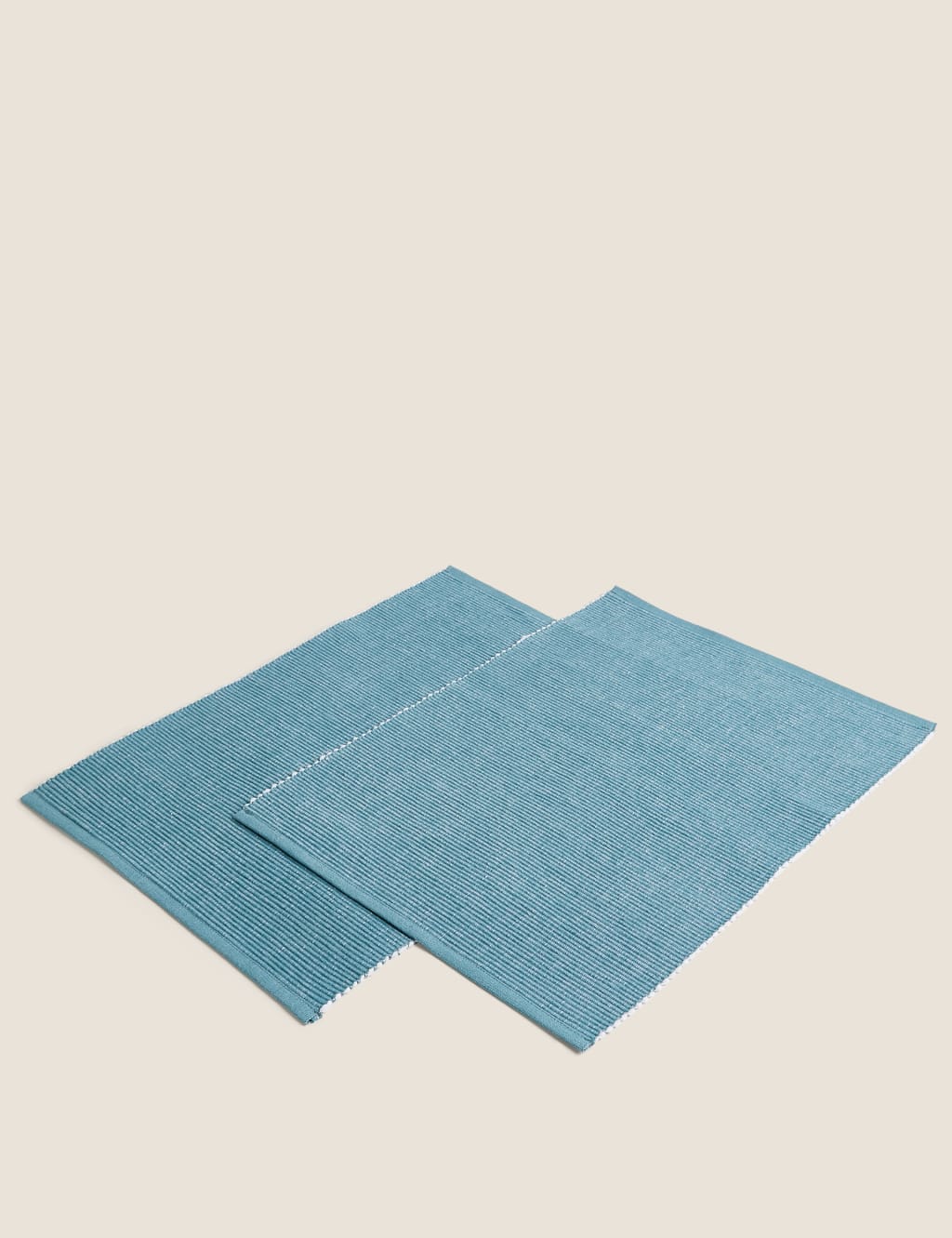 Set of 2 Cotton Rich Ribbed Woven Placemats 1 of 3
