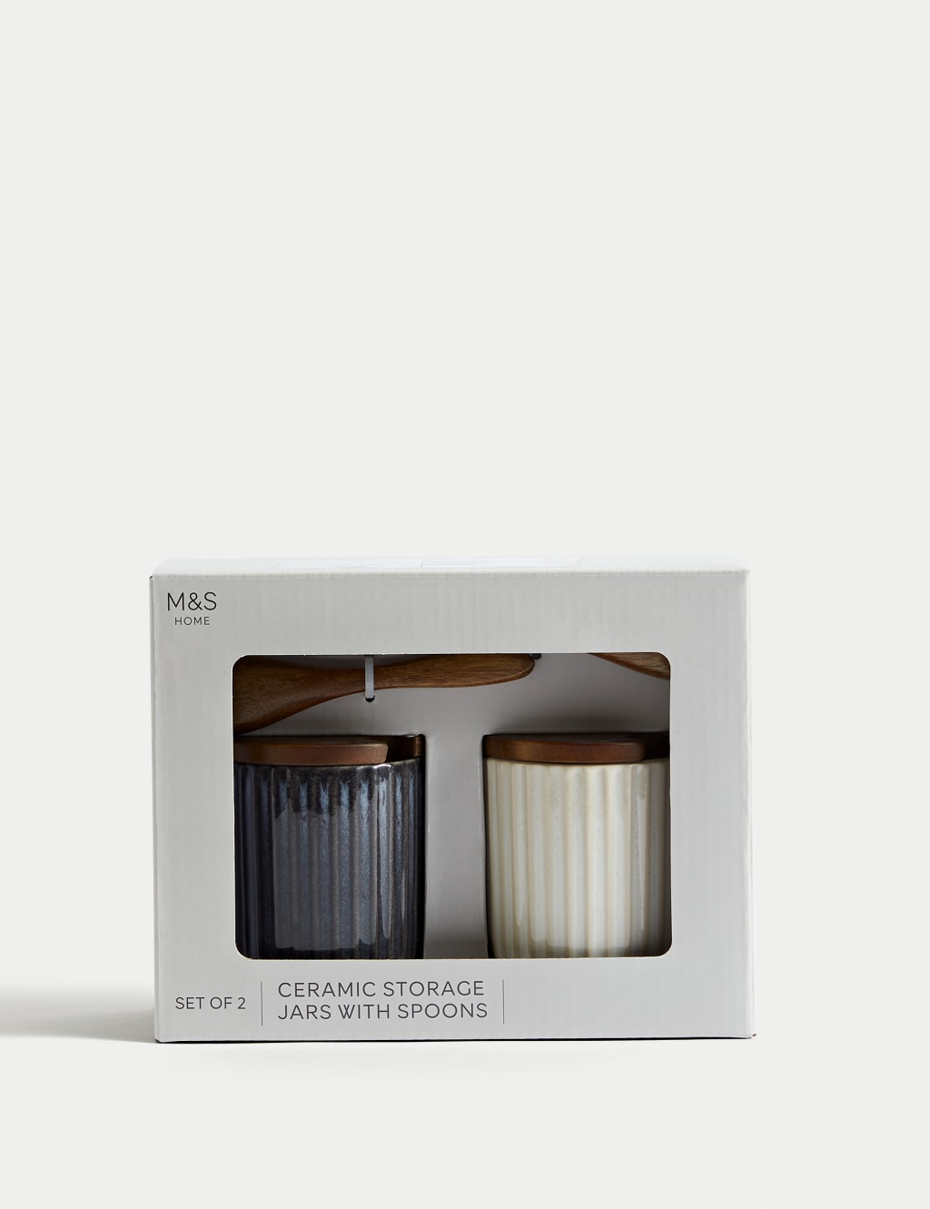 Set of 2 Ribbed Storage Jars with Spoons 2 of 6