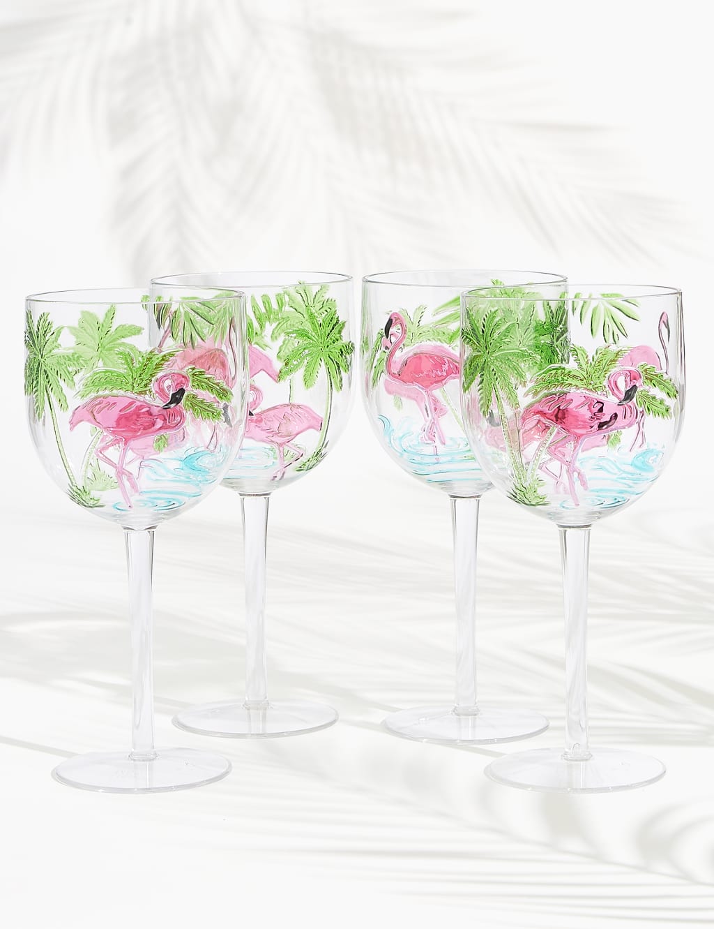 Set of 4 Flamingo Picnic Wine Glasses 1 of 4