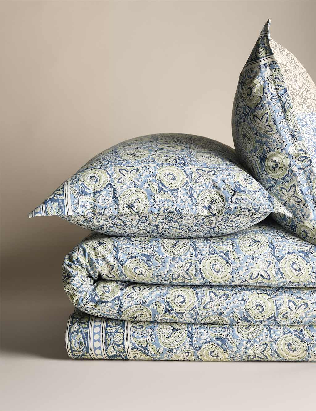 Pure Cotton Woodblock Floral Bedding Set 2 of 6