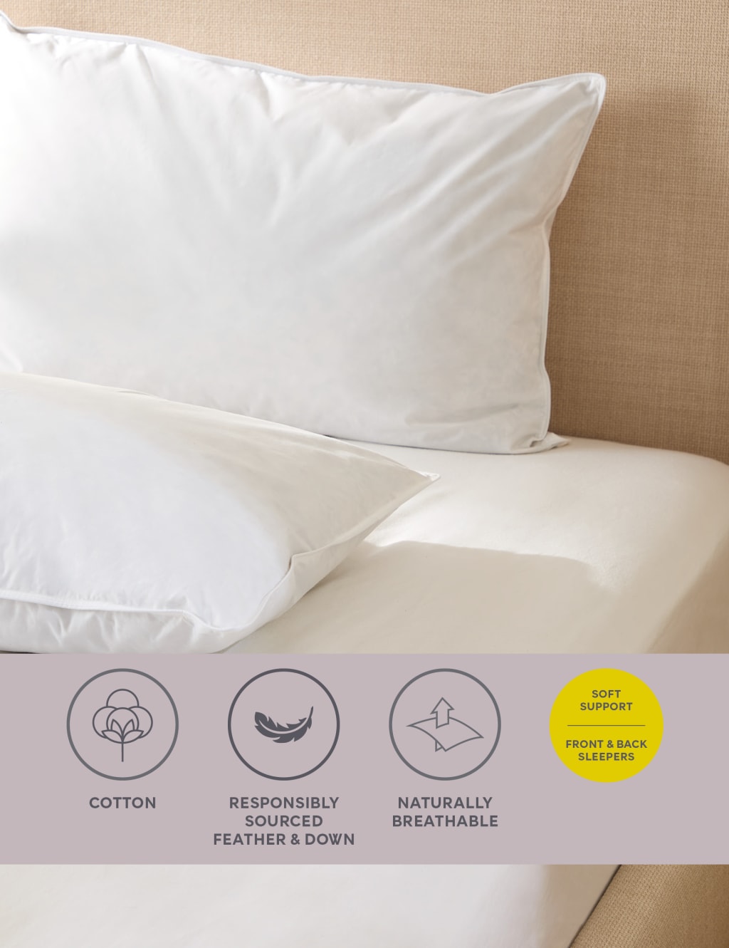 2pk Goose Feather & Down Soft Pillows 1 of 3