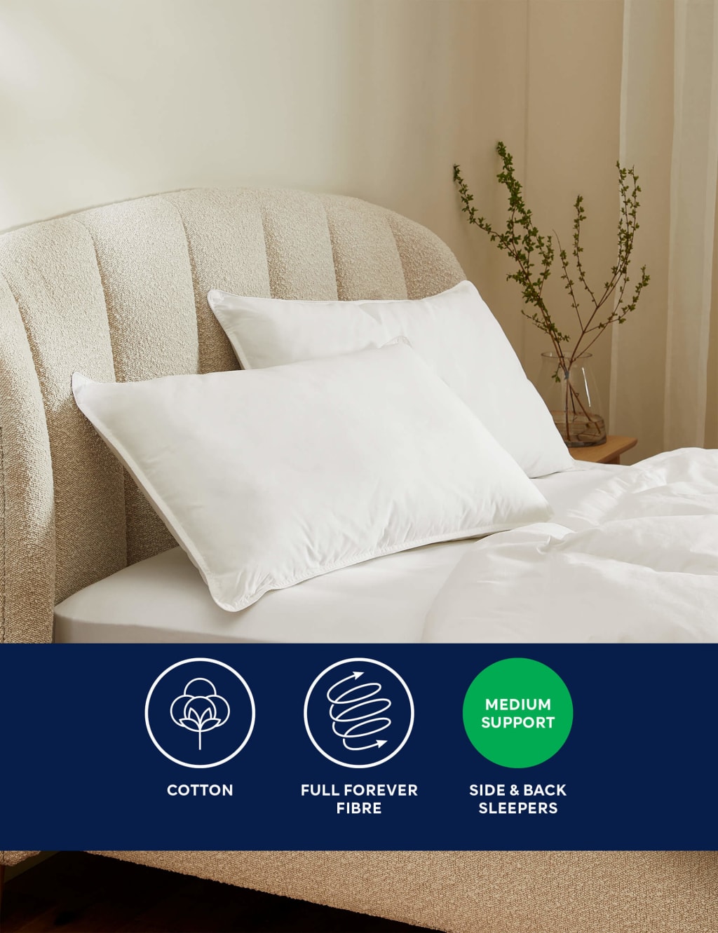2pk Ultimate Comfort Cotton Medium Pillows