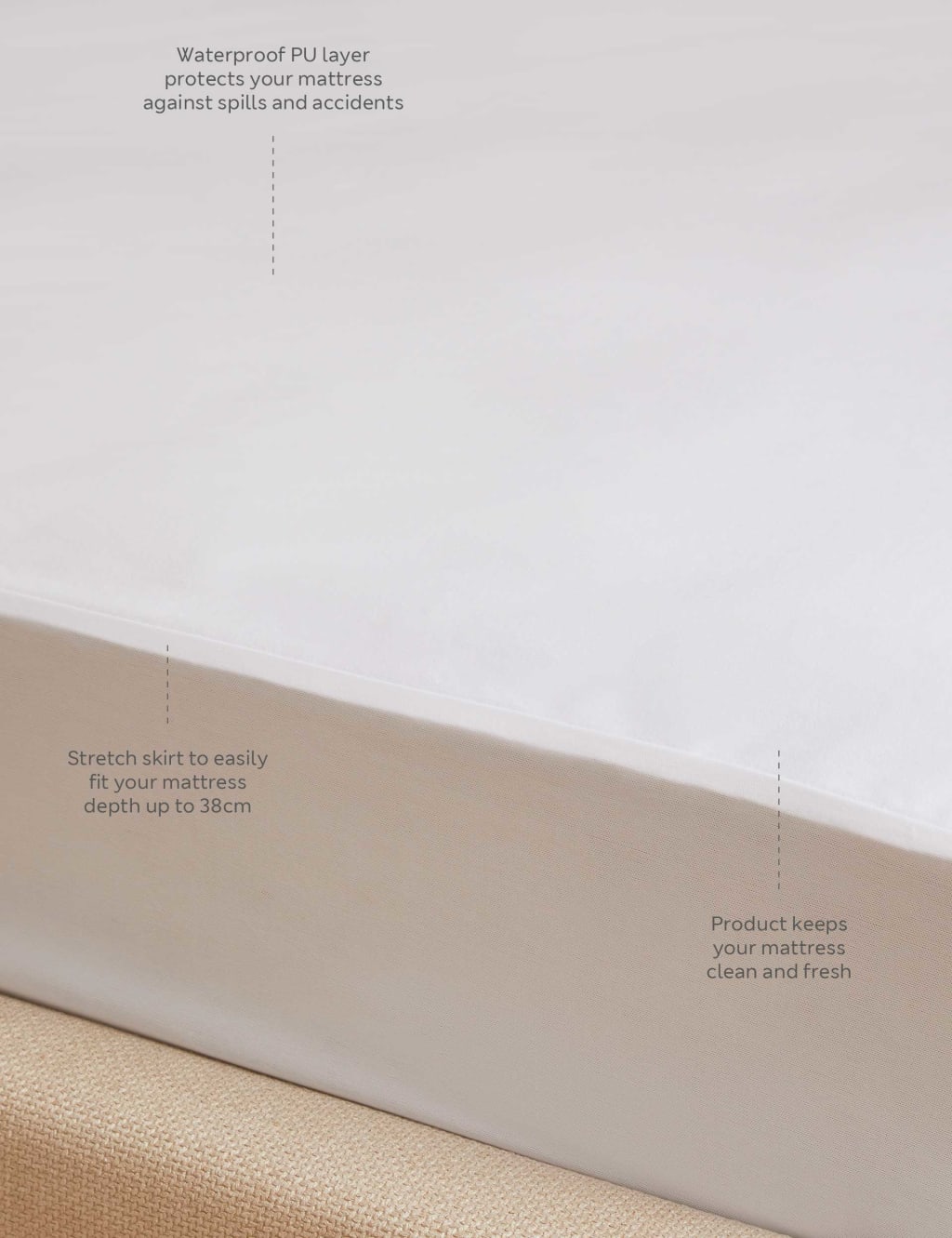 Pure Cotton Jersey Waterproof Extra Deep Mattress Protector 4 of 4