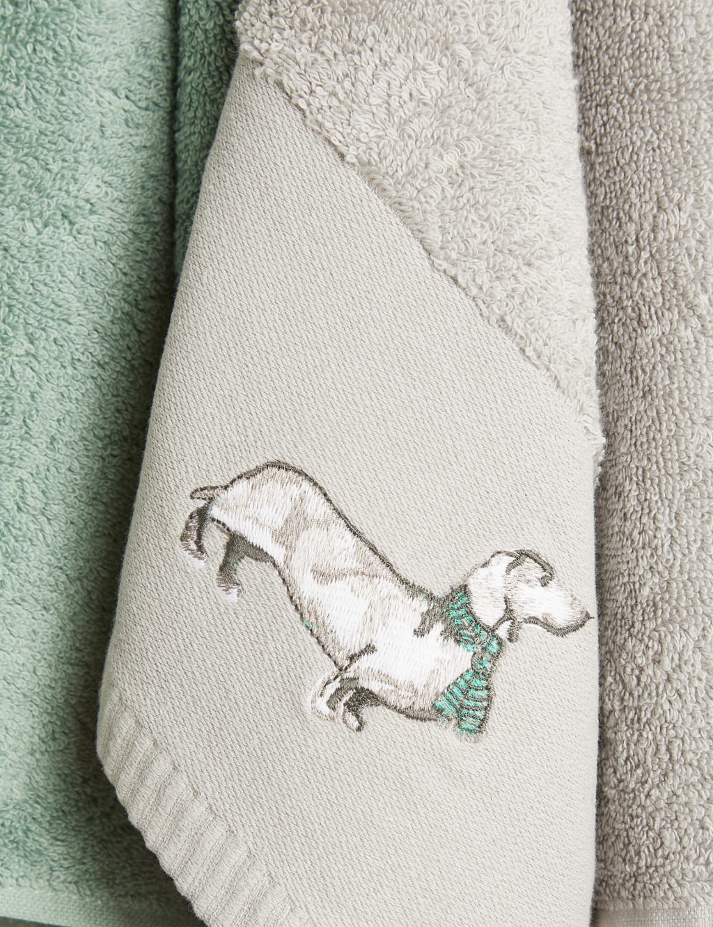 Set of 2 Pure Cotton Sausage Dog Towels M S