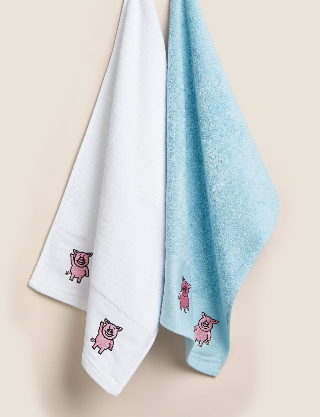 Set of 2 Pure Cotton Percy Pig Guest Towels Percy Pig M S