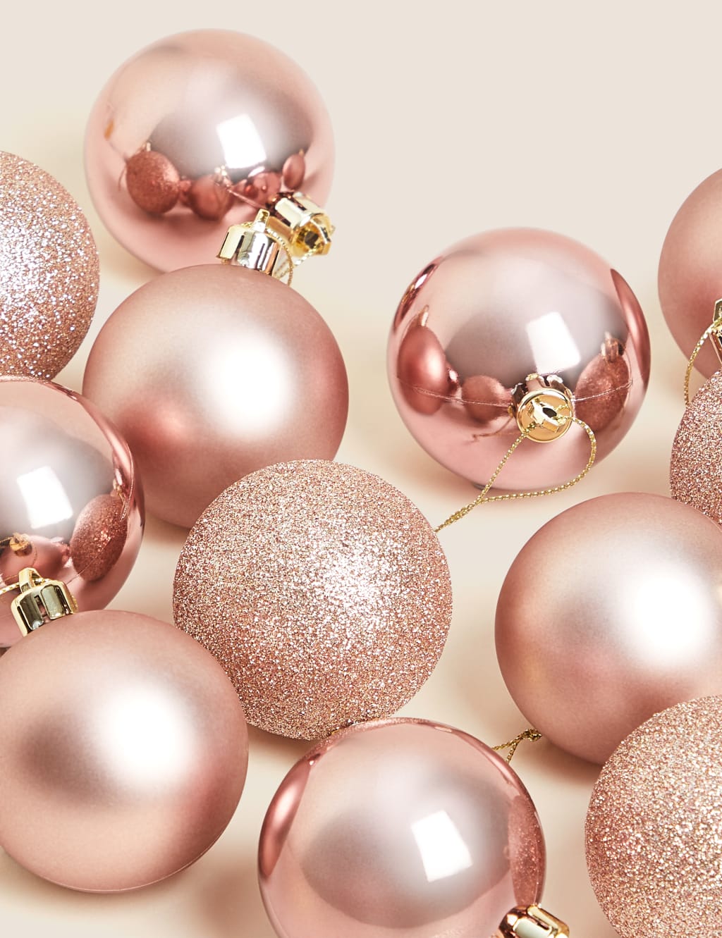12pk Rose Gold Shatterproof Baubles 1 of 3
