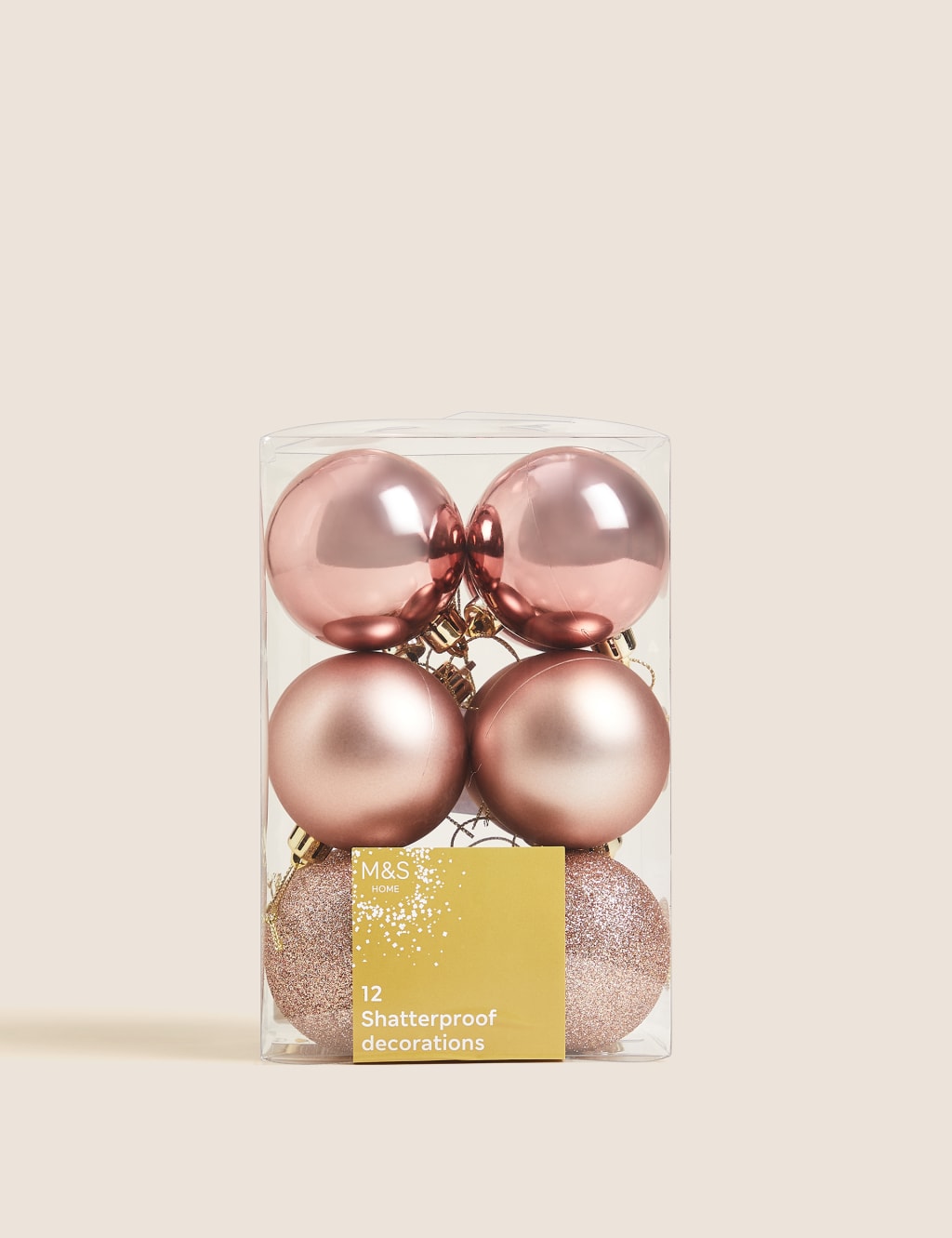 12pk Rose Gold Shatterproof Baubles 2 of 3