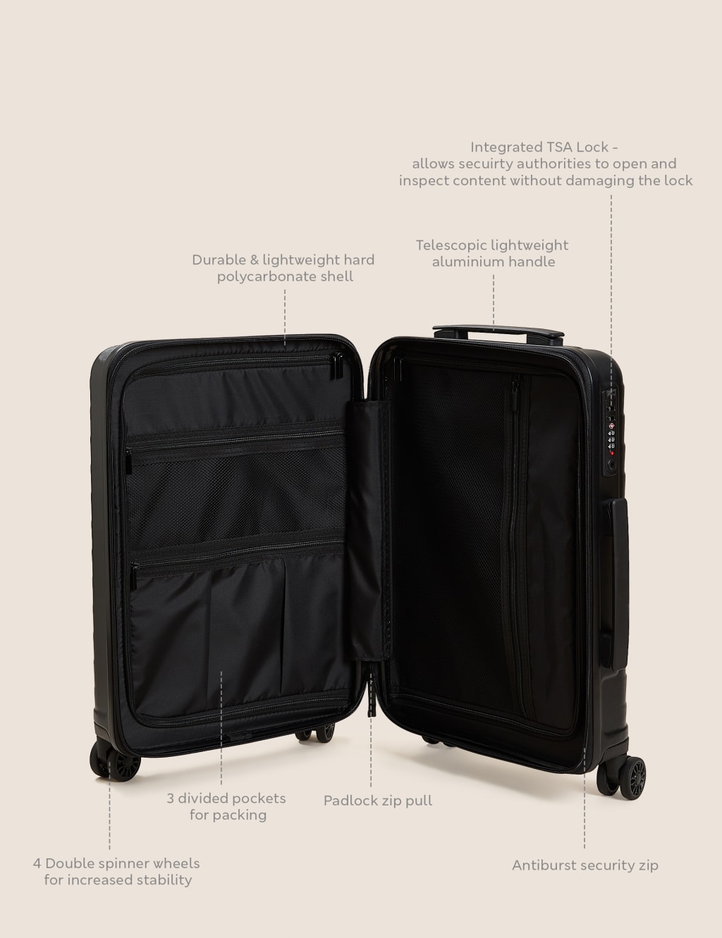 Oslo 4 Wheel Hard Shell Cabin Suitcase