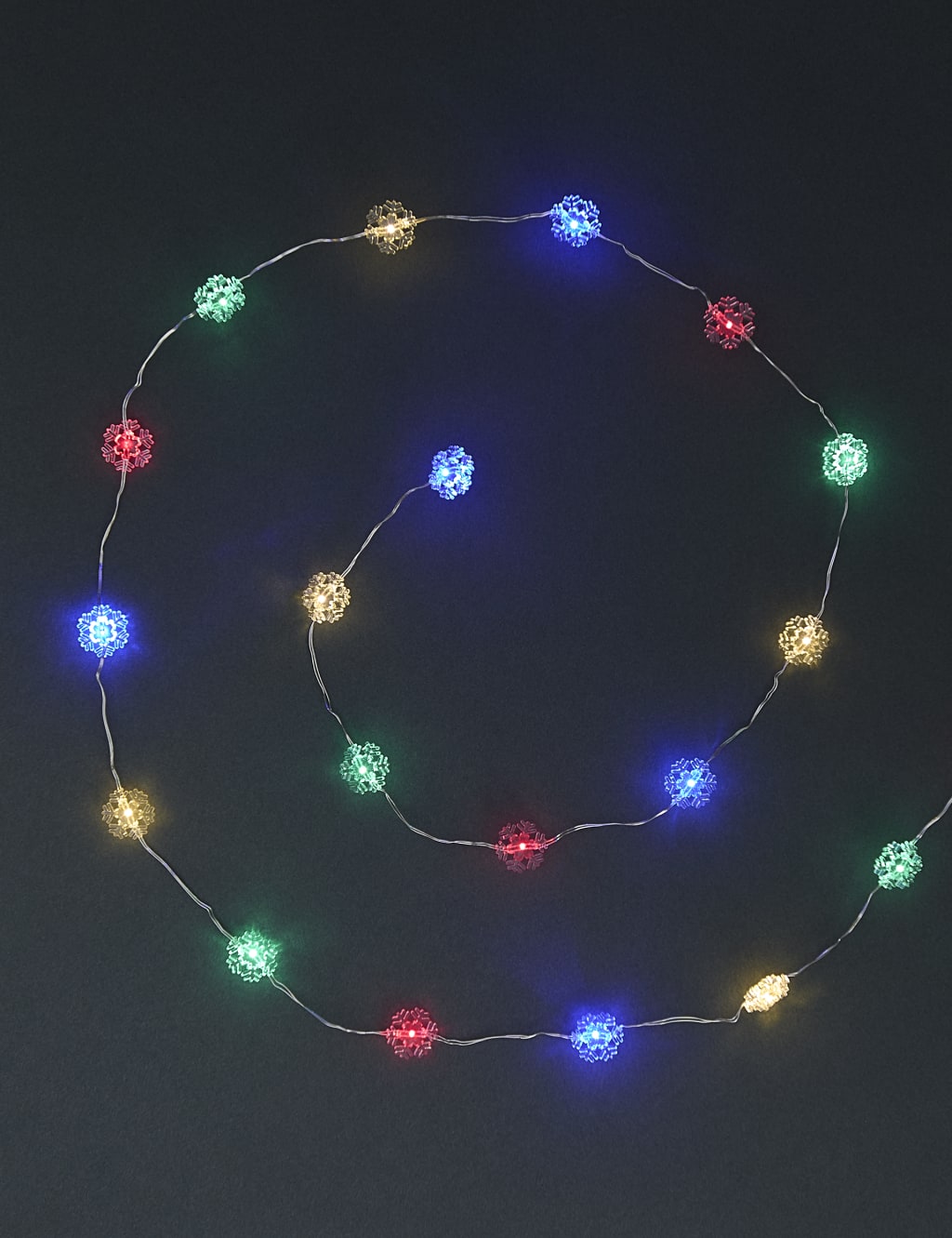 LED Multicoloured Snowflake String Lights M S Collection M S