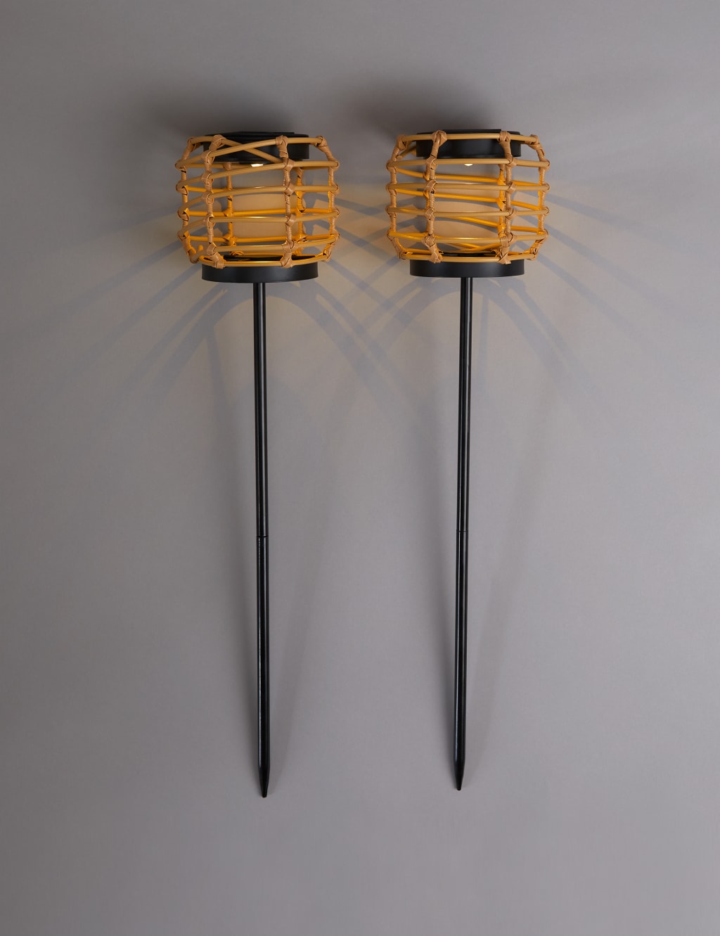2pk Wicker Pathfinder Solar Lights 1 of 4