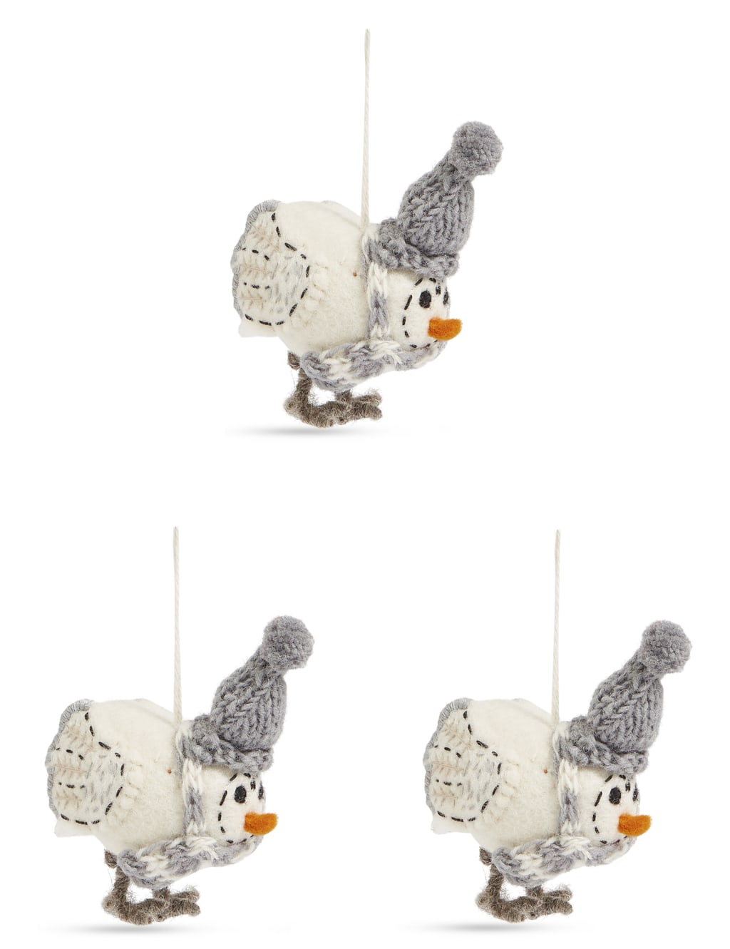 3 Pack Natural Robin Character Baubles 1 of 3