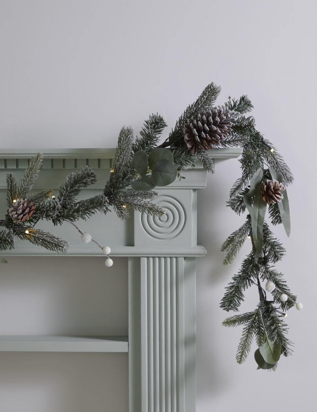 6ft Pre-Lit Pine Cone & White Berry Garland 1 of 4